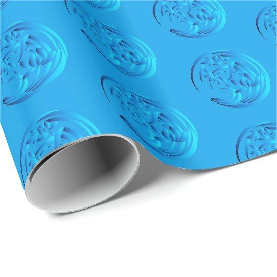 Art Deco Lily pattern - cerulean blue
