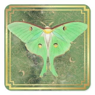 Art Deco Luna Moth  Square Sticker