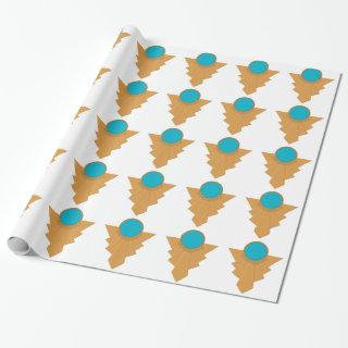 Art Deco Motif in Gold and Turquoise Wrapping Pape