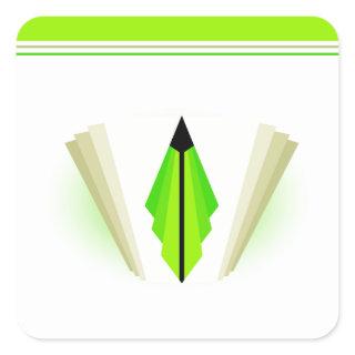Art Deco Motif in Greens and Creams Square Sticker