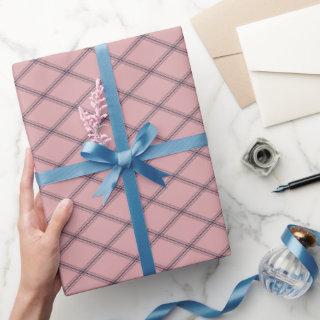 Art Deco Navy Blue Diamonds on Blush Pink
