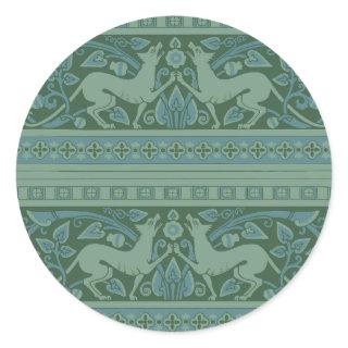 Art Deco Nouveau Dog Nature Animal Pattern Classic Round Sticker