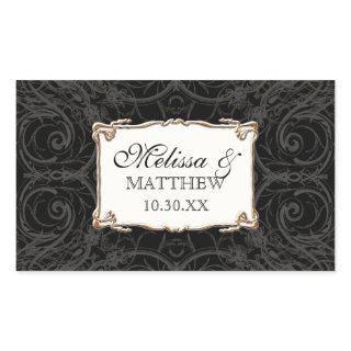 Art Deco Nouveau Lace n Gold Look Personalized Rectangular Sticker