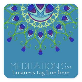 Art Deco Nouveau Peacock Feather Modern Business Square Sticker