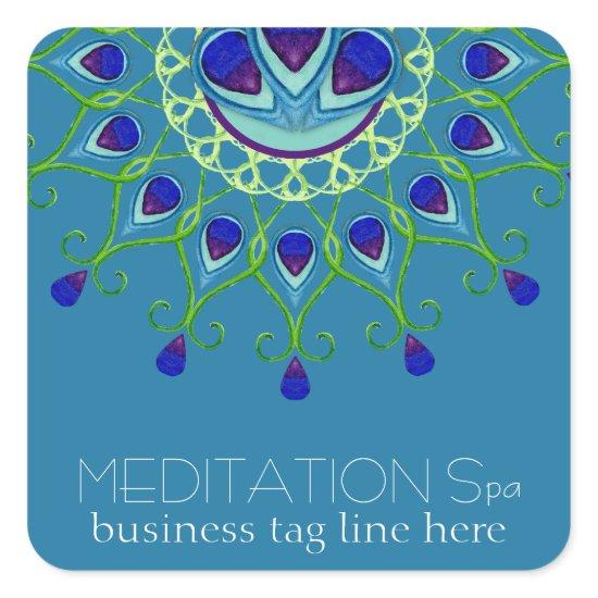 Art Deco Nouveau Peacock Feather Modern Business Square Sticker