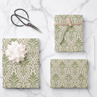 Art Deco Pattern 01 - Camouflage Green on White  Sheets