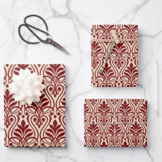 Art Deco Pattern 01 - Midnight Red on Off-White  Sheets