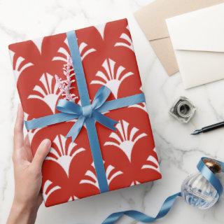 Art Deco Pattern 02 - White on Persian Red