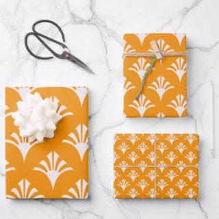Art Deco Pattern 02 - White on Vivid Gamboge  Sheets