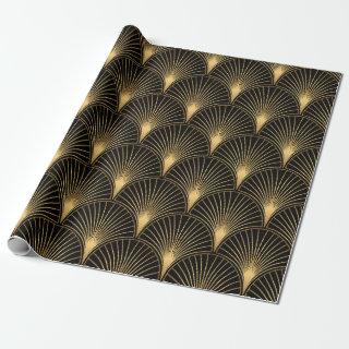 Art Deco Pattern. Seamless black and gold backgrou