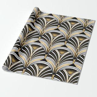 Art Deco pattern. Vintage gold black white backgro