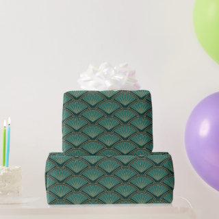 Art Deco style pattern in teal green color