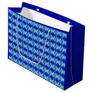 Art Deco wallpaper pattern - cobalt blue and white Large Gift Bag
