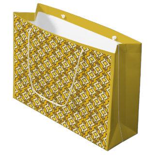 Art Deco Wallpaper Pattern, Mustard Gold Large Gift Bag