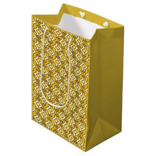 Art Deco Wallpaper Pattern, Mustard Gold Medium Gift Bag