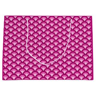 Art Deco wave pattern - magenta and pink Large Gift Bag