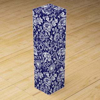 Art Nouveau Carnation Damask, Navy and White Wine Box
