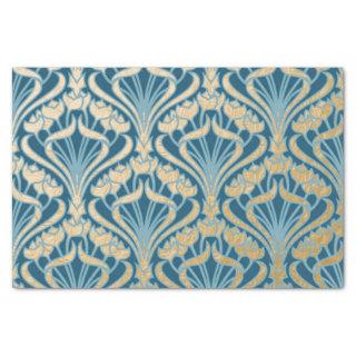 Art nouveau,gold,teal,pattern,damask,Victorian,bel Tissue Paper