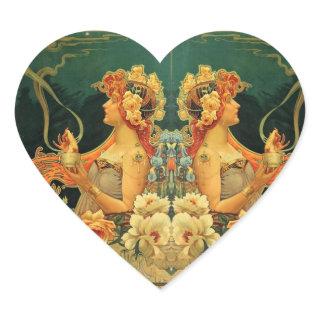 Art nouveau hot chocolate advertisement Hingre Heart Sticker