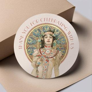 Art Nouveau Mucha Sarah Bernhardt Champagne Gold Classic Round Sticker