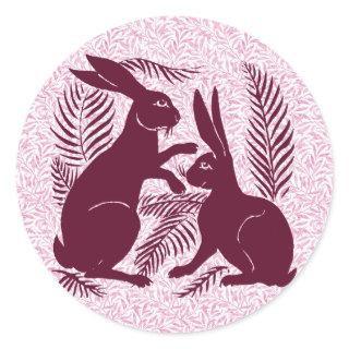 Art Nouveau Pair of Rabbits De Morgan and Morris Classic Round Sticker