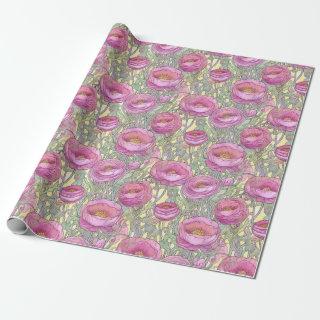 Art Nouveau pink ranunculus