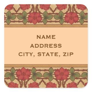 Art Nouveau Rose Design Square Sticker