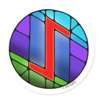 Art Nouveau Rune Eihwaz - PERSEVERANCE Classic Round Sticker