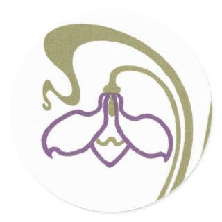 Art Nouveau Snowdrop  Classic Round Sticker