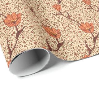 Art Nouveau Tulip Damask, Coral and Beige