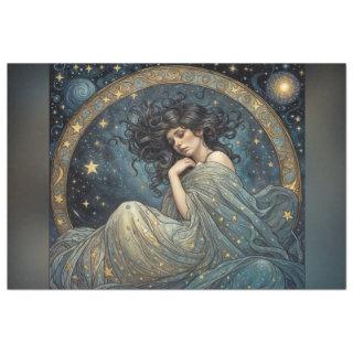 Art Nouveau Woman in the Stars Decoupage Paper