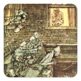 Arthur Rackham - A Christmas Carol - Ghosts Square Sticker