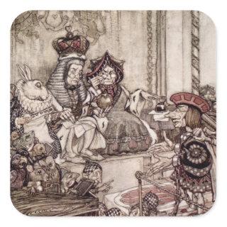 Arthur Rackham | Knave before the King and Queen o Square Sticker