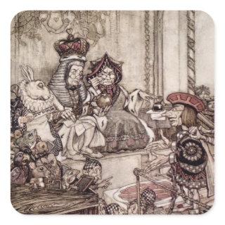 Arthur Rackham | Knave before the King and Queen o Square Sticker