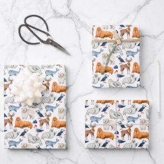 Artic Pattern Watercolor Polar Animals Seal Walrus  Sheets