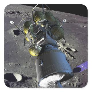 Artist rendition of a new spaceship to the moon square sticker