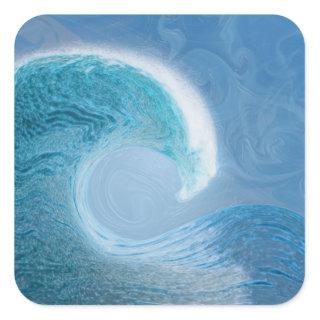 Artistic Blue Wave Square Sticker