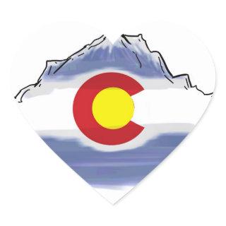 Artistic Colorado flag mountain Heart Sticker