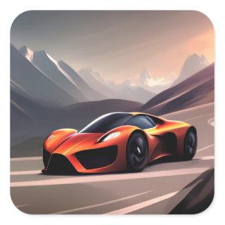 Artistic Exotic Cars In The Mountains v3 Square Sticker