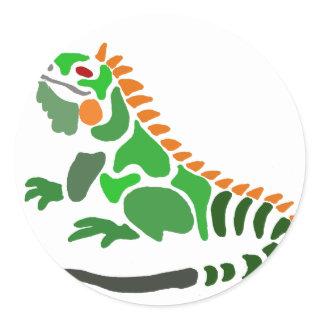 Artistic Green Iguana Art Original Classic Round Sticker