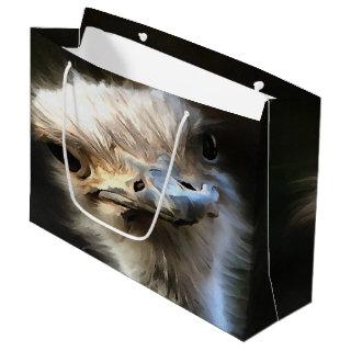 Artistic Ostrich Portrait With Goofy Expression Large Gift Bag
