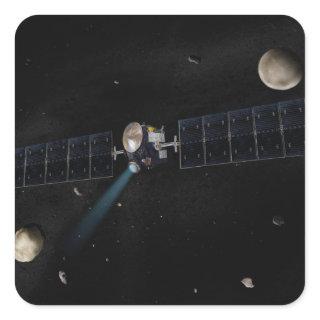 Artist's concept of the Dawn spacecraft in orbi Square Sticker