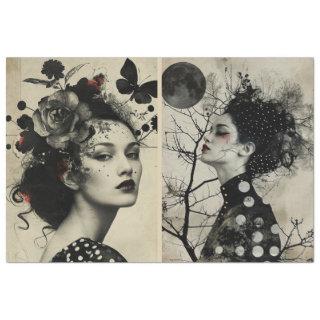 Artists Mixed Media Black Cream Large Faces 2 Tissue Paper
