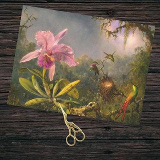 Artsy Brazilian Cattelya Orchid and 3 Hummingbirds Tissue Paper