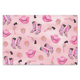 Artsy Cute Girly Pink Teal Cowgirl Watercolor Tissue Paper