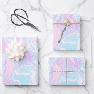 Artsy Modern Pink Blue Marble Swirl Pattern  Sheets