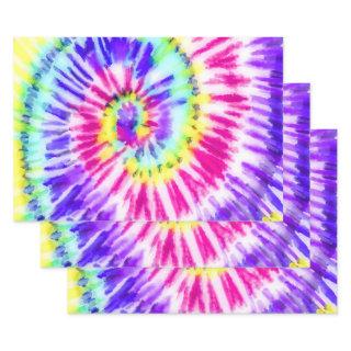 Artsy Neon Rainbow Tie Dye Watercolor Pattern  Sheets