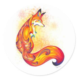 Artsy Red Fox Design Round Sticker