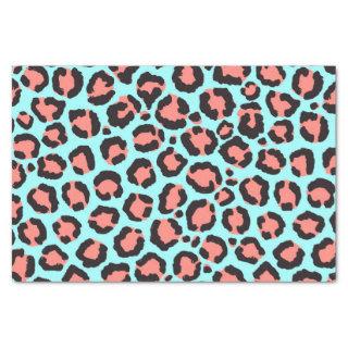Artsy Trendy Coral Mint Teal Leopard Animal Print Tissue Paper