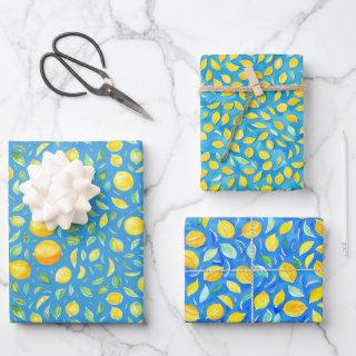 Artsy Turquoise Citrus Fruits Watercolor Pattern  Sheets